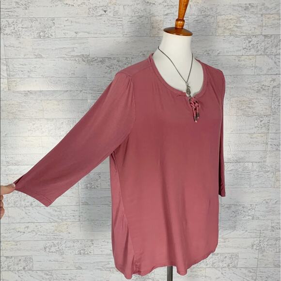 Autograph mauve suede 3/4 sleeve casual tunic blouse top casual - Picture 2 of 6